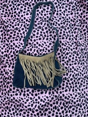 Denim Fringe Detail Purse